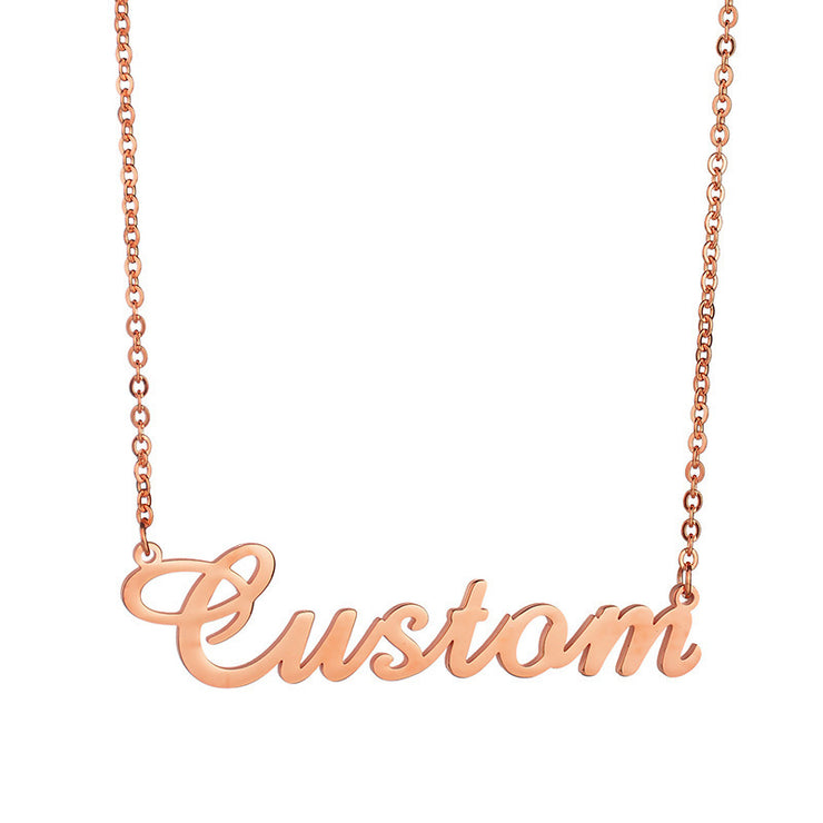 Women Jewelry Chain Pendant Necklace Stainless Steel 18k Gold Plated Name Plate Personalised Custom Name Necklaces