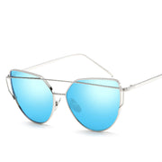 Cat Eye Reflective Women's Sunglasses Round Face Trendy Sunglasses