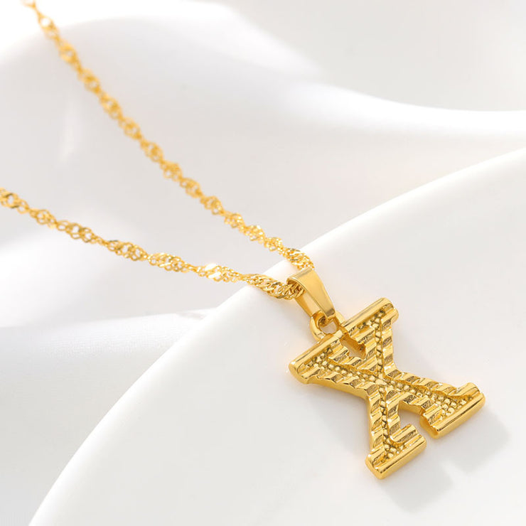 Gold Initial Letter Alphabet Name Necklaces