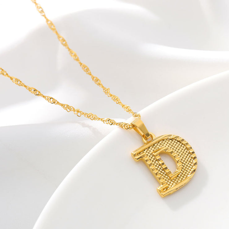 Gold Initial Letter Alphabet Name Necklaces