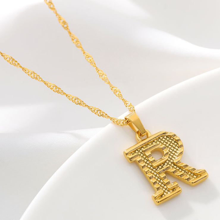 Gold Initial Letter Alphabet Name Necklaces