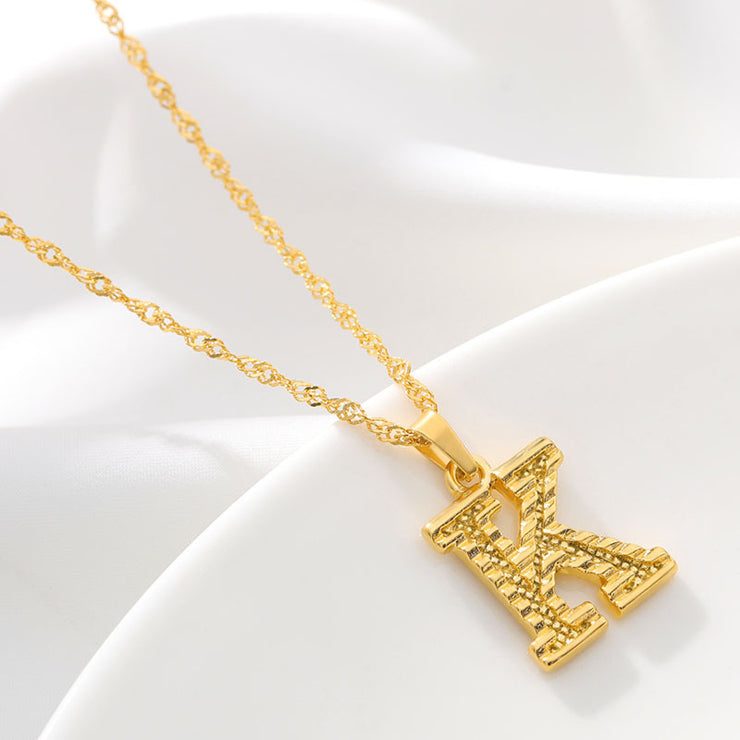 Gold Initial Letter Alphabet Name Necklaces