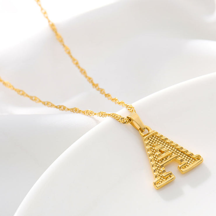 Gold Initial Letter Alphabet Name Necklaces