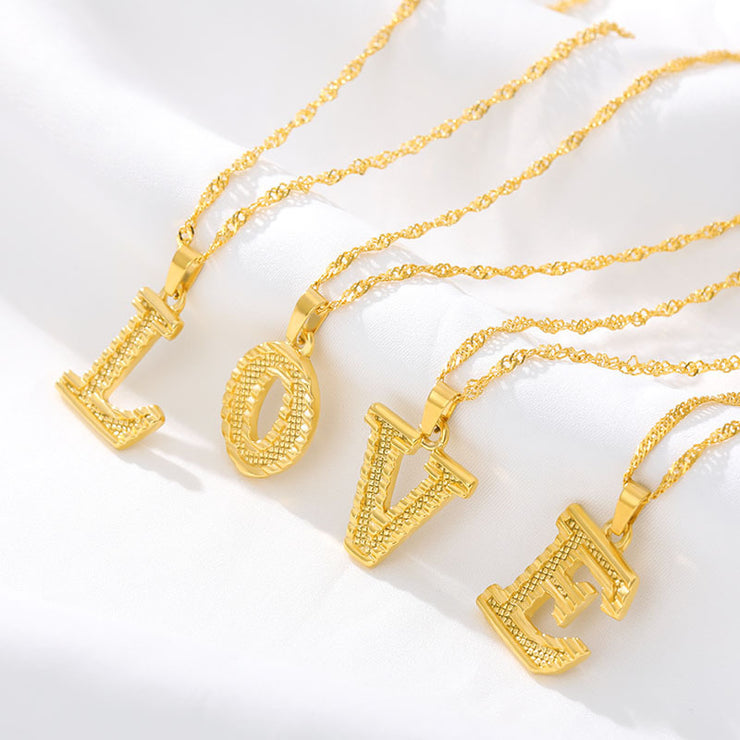 Gold Initial Letter Alphabet Name Necklaces