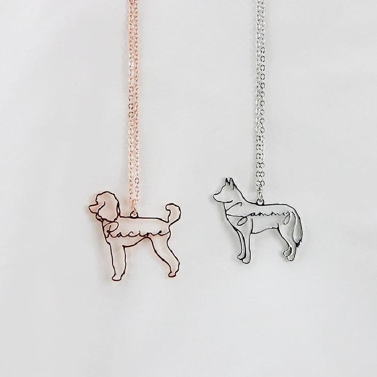 Customized Pet Shape Name Pendant Stainless Steel Necklaces For Women Personalized Cat Necklace Animal Memorial For Pet Lover