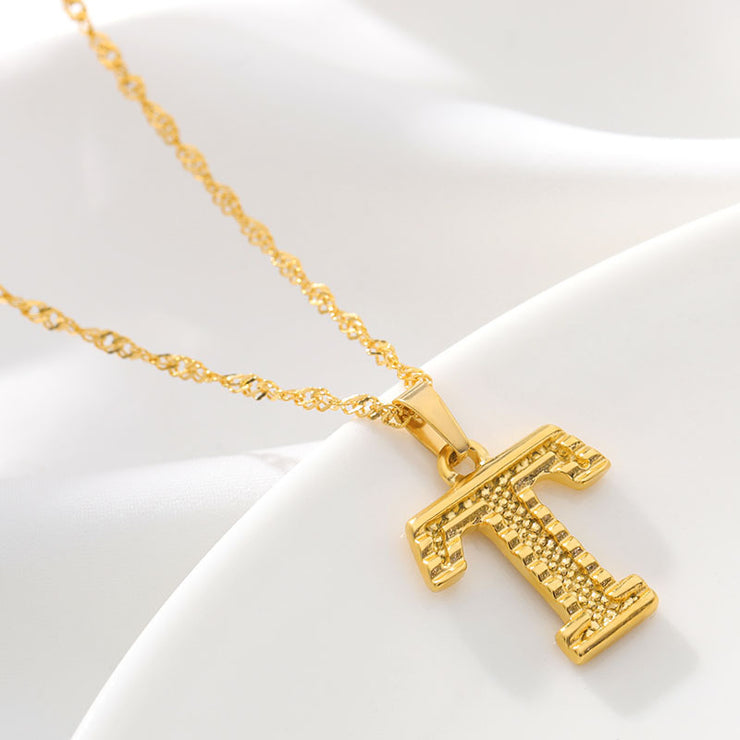 Gold Initial Letter Alphabet Name Necklaces