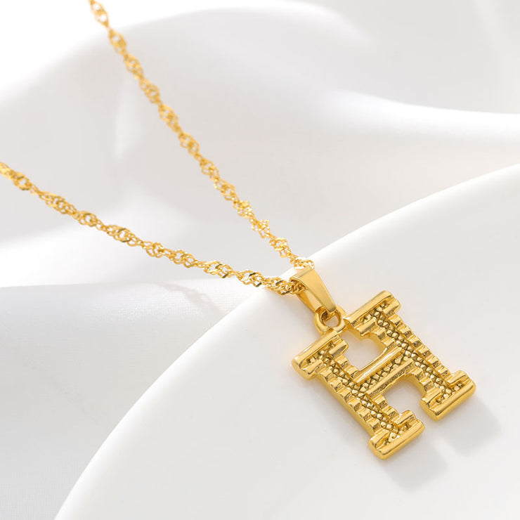 Gold Initial Letter Alphabet Name Necklaces