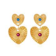 Bohemian Sunflower Heart-shaped Earrings With Rhinestone Exaggerated Personality Love Earrings For Women Valentine's Day Jewelry