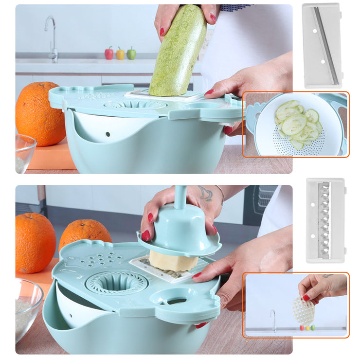 Multifunctional vegetable cutter drain basket