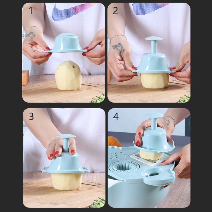 Multifunctional vegetable cutter drain basket