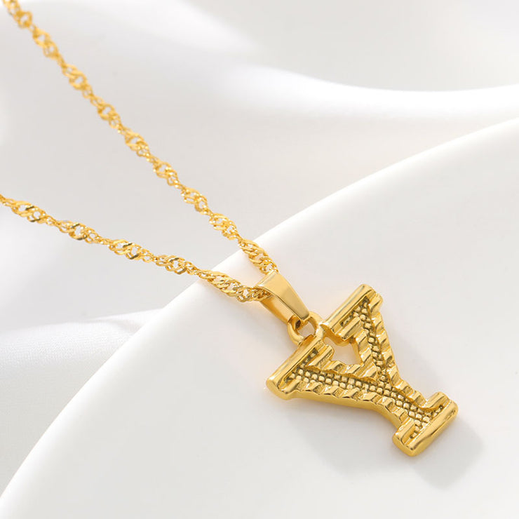 Gold Initial Letter Alphabet Name Necklaces